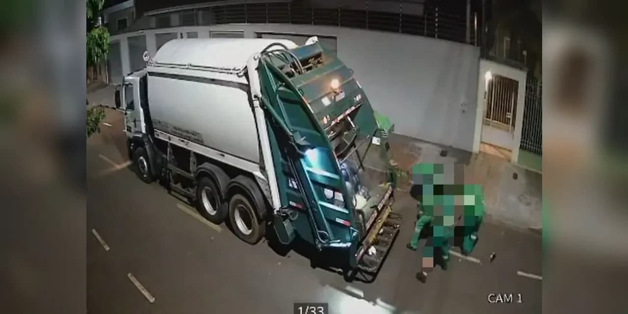 Imagens mostram coletor de lixo deixando possível bomba em rua de Londrina