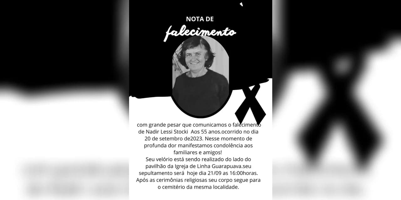 É com pesar que comunicamos o falecimento de Nadir Lessi Stocki aos 55 anos de idade.
