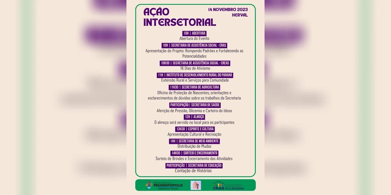 Prefeitura de Prudentópolis está organizando “AÇÕES INTERSETORIAIS” nas localidades de Herval Sede, Jaciaba e Terra Cortada.