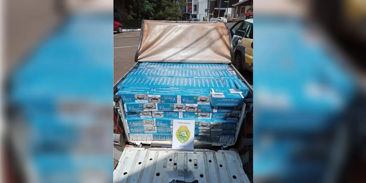 Em Pitanga homem é preso com veiculo carregado de cigarros do Paraguai