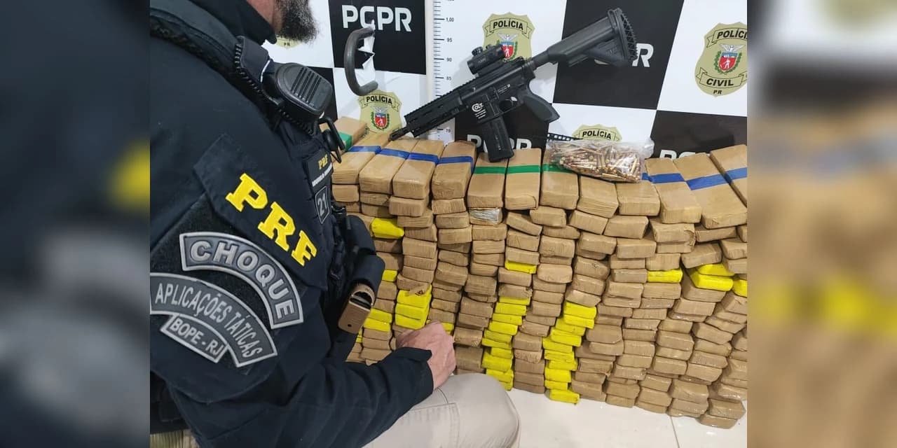 PRF apreende maconha e um fuzil em Irati