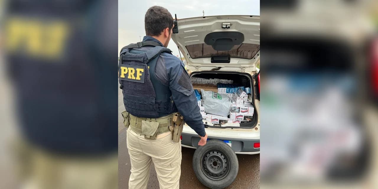PRF apreende cerca de 10 mil maços de cigarros de origem estrangeira , em Candói/PR