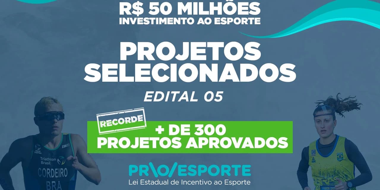 Estado divulga os 302 projetos selecionados para receber R$ 50 milhões do Proesporte