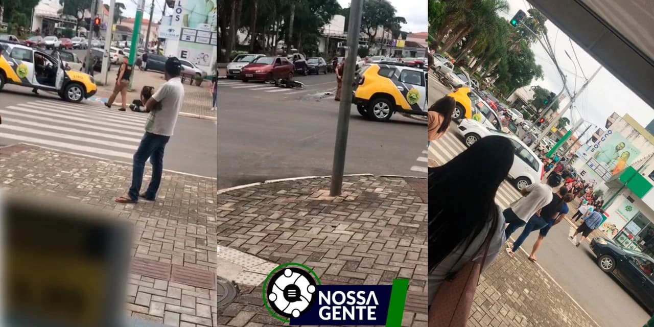 Em Prudentópolis motociclista sofre acidente ao tenta fugir da polícia, cruzando várias preferenciais