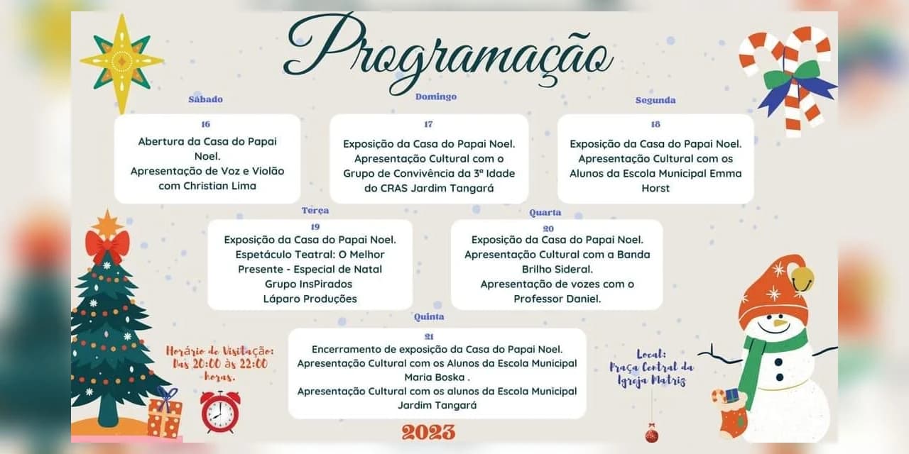 Secretaria de Assistência Social de Imbituva, em parceria com a Prefeitura de Imbituva, apresenta: Natal Encantado 2023
