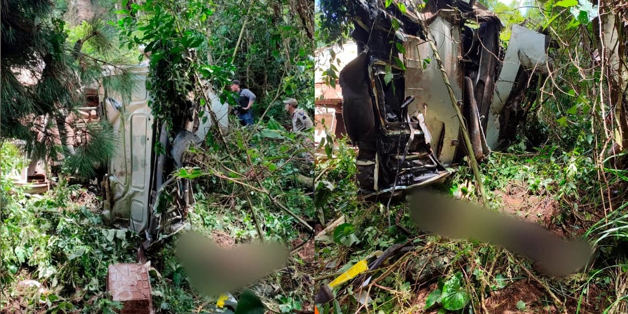 Caminhoneiro morre após veículo cair de altura de 50 metros em ribanceira na Serra da Esperança