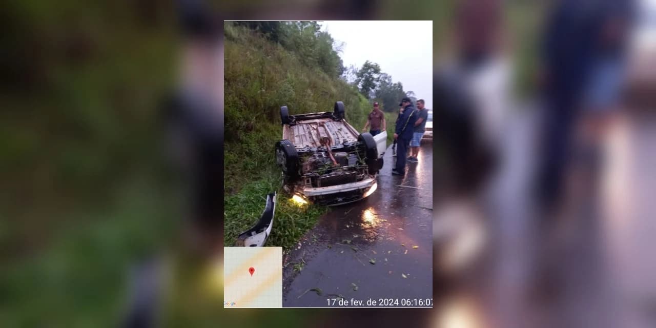 Corpo de Bombeiros atende capotamento na Br 373 em Prudentópolis