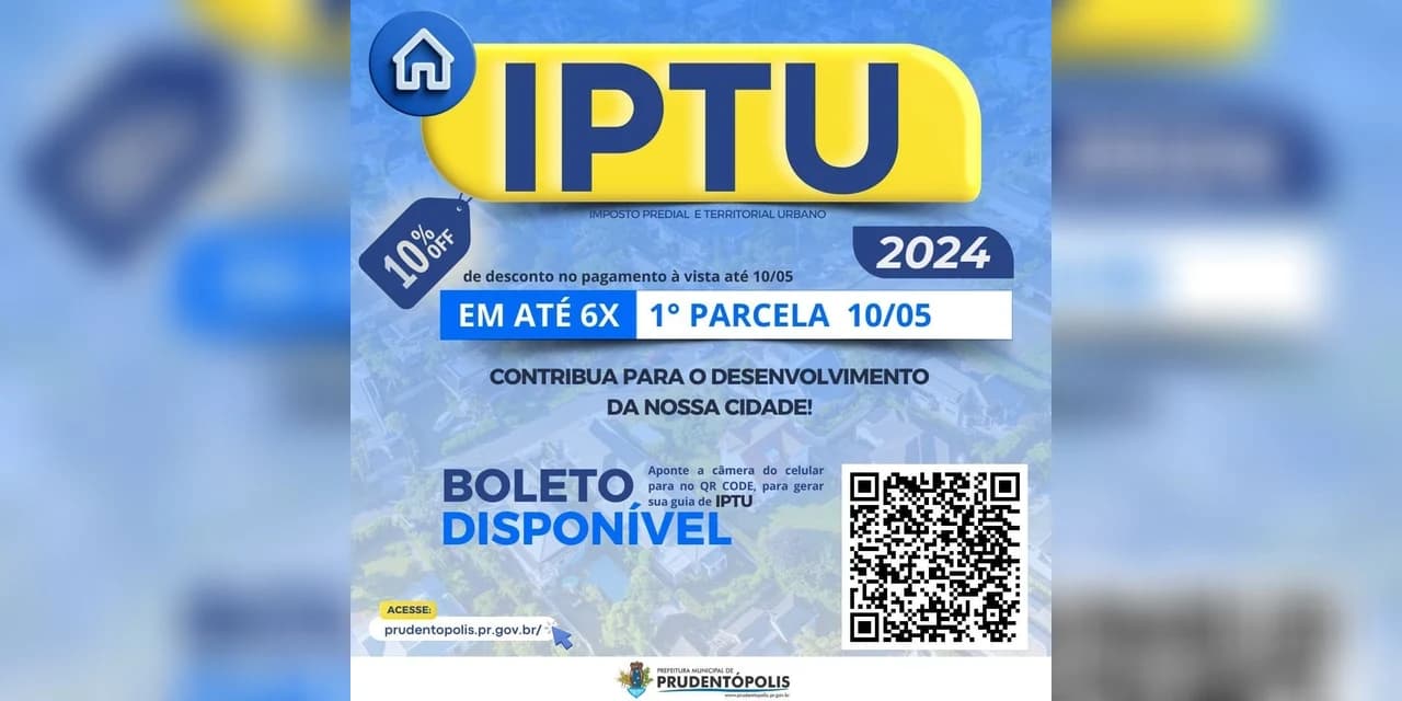 O IPTU 2024 já está disponível em Prudentópolis!