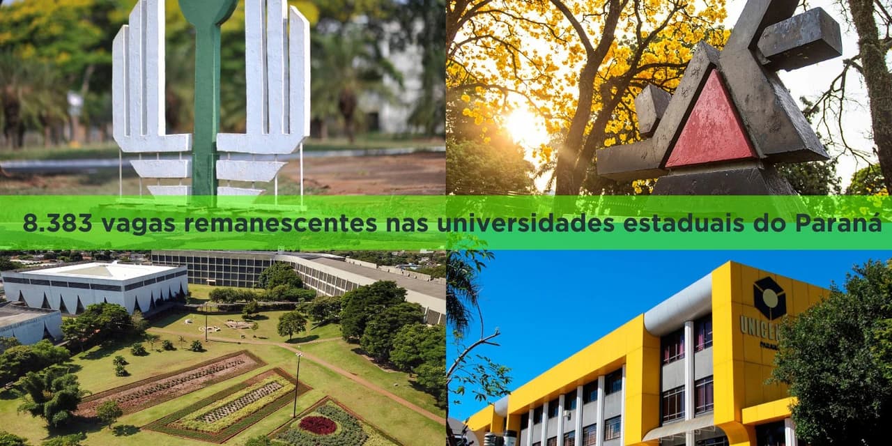 Universidades estaduais do Paraná têm 8.383 vagas disponíveis para novos alunos
