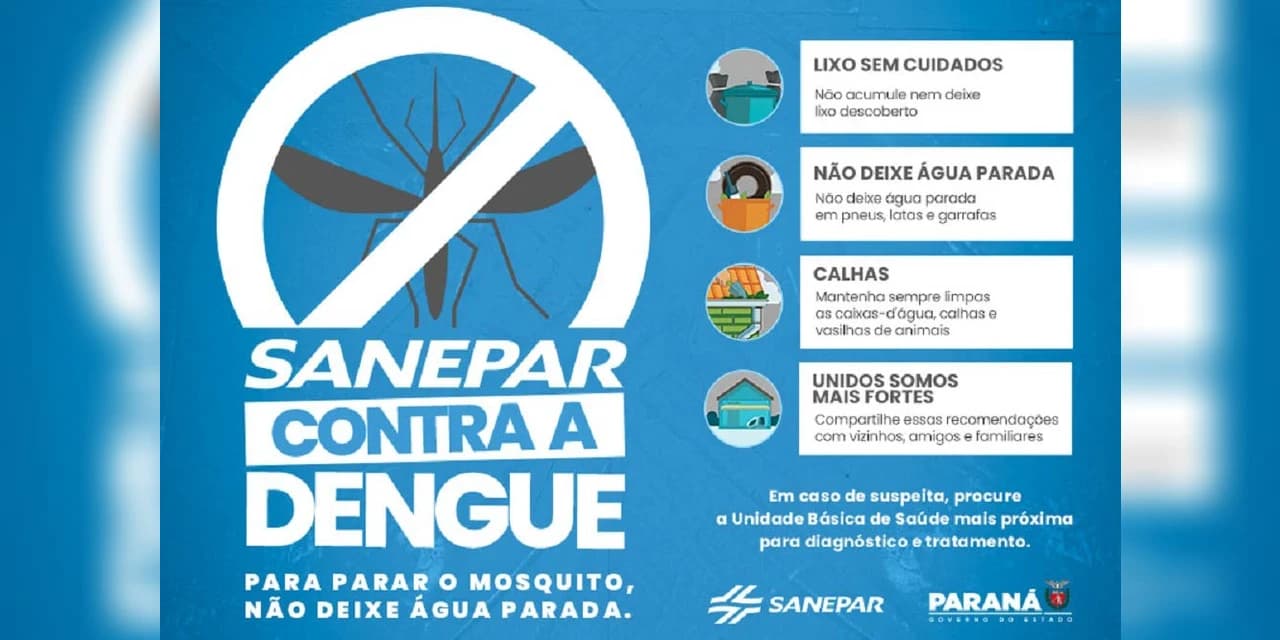 Sanepar realiza mutirão contra a dengue em 30 cidades neste sábado