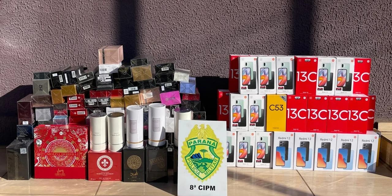 Em Inácio Martins polícia apreende veículo com 45 celulares e 106 frascos de perfume