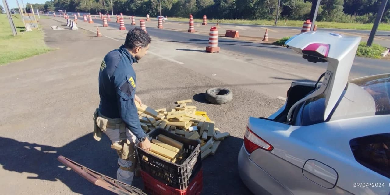 PRF apreende cerca de 203 kg de maconha, em Guarapuava/PR