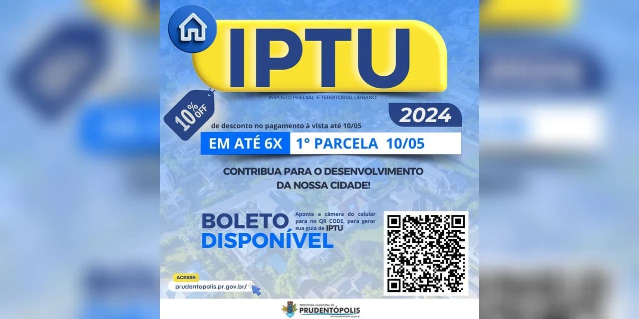 IPTU 2024 já está disponível em Prudentópolis!