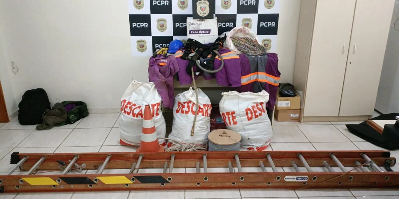 Polícia Civil de Ponta Grossa prende homem em flagrante com mais de 200 kg de fios subtraído de operadoras de internet e telefonia.