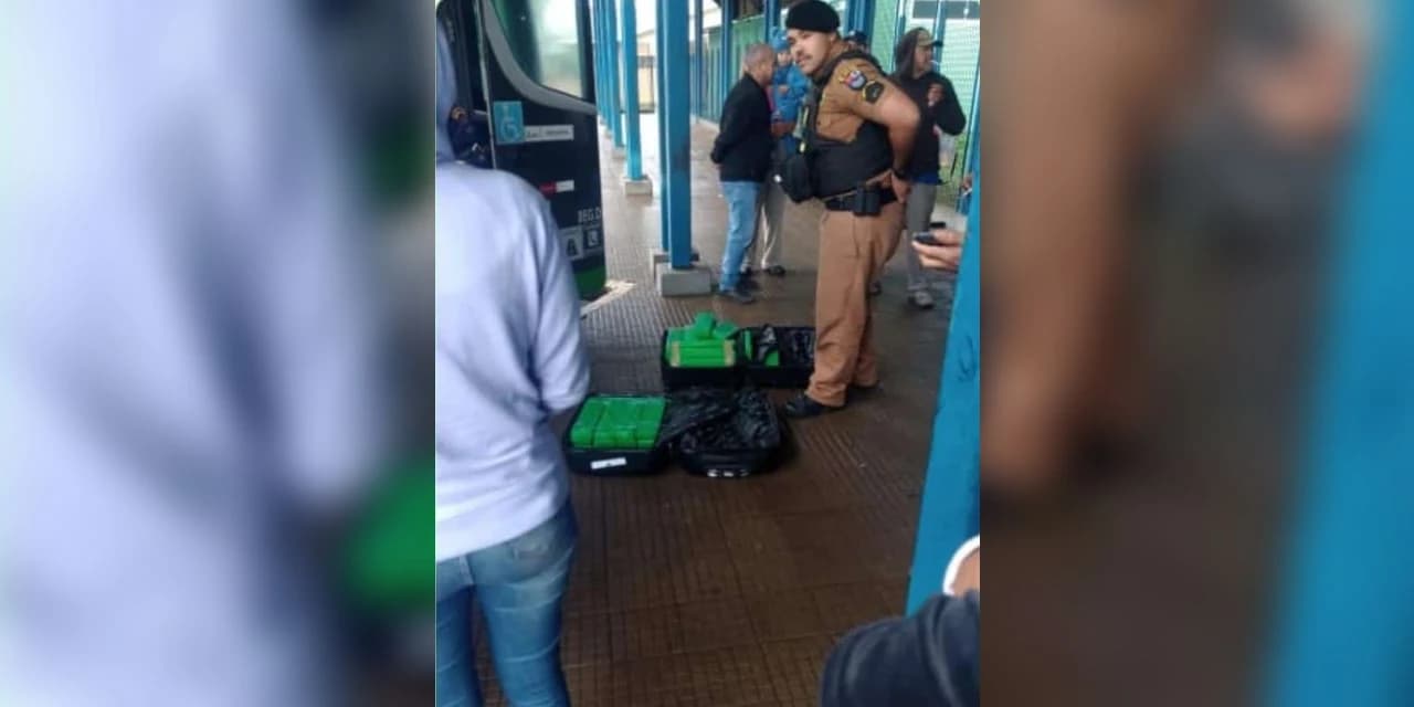 Em Imbituva polícia militar encontra maconha em bagagem durante fiscalização em ônibus