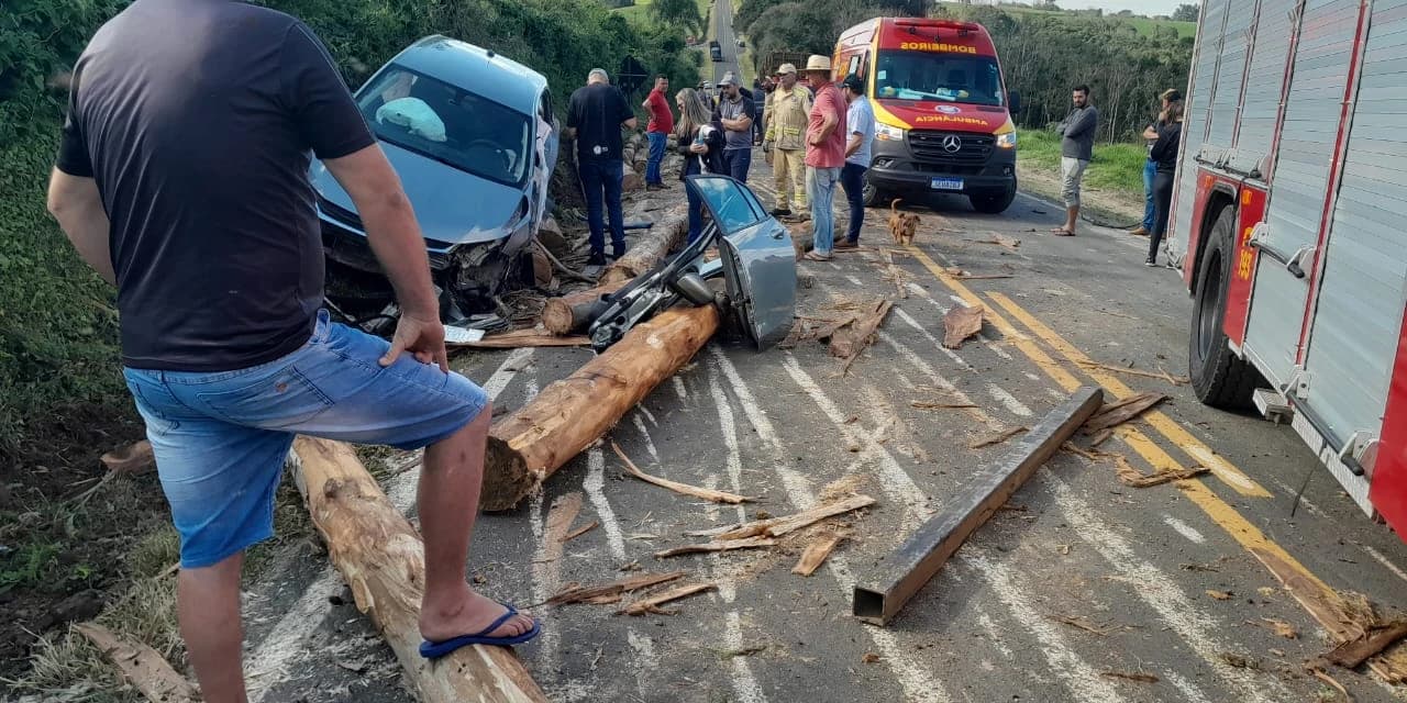 Caminhão carregado com toras colide com veiculo na PR 364 em Irati