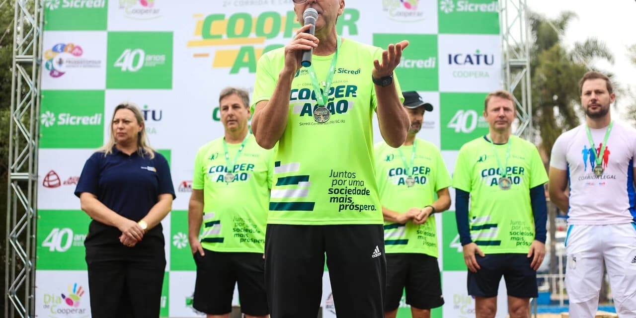 Presidente da Sicredi Centro Sul PR/SC/RJ, Santo Cappellari destaca o sucesso da 2ª edição da Corrida e Caminhada da Cooperação