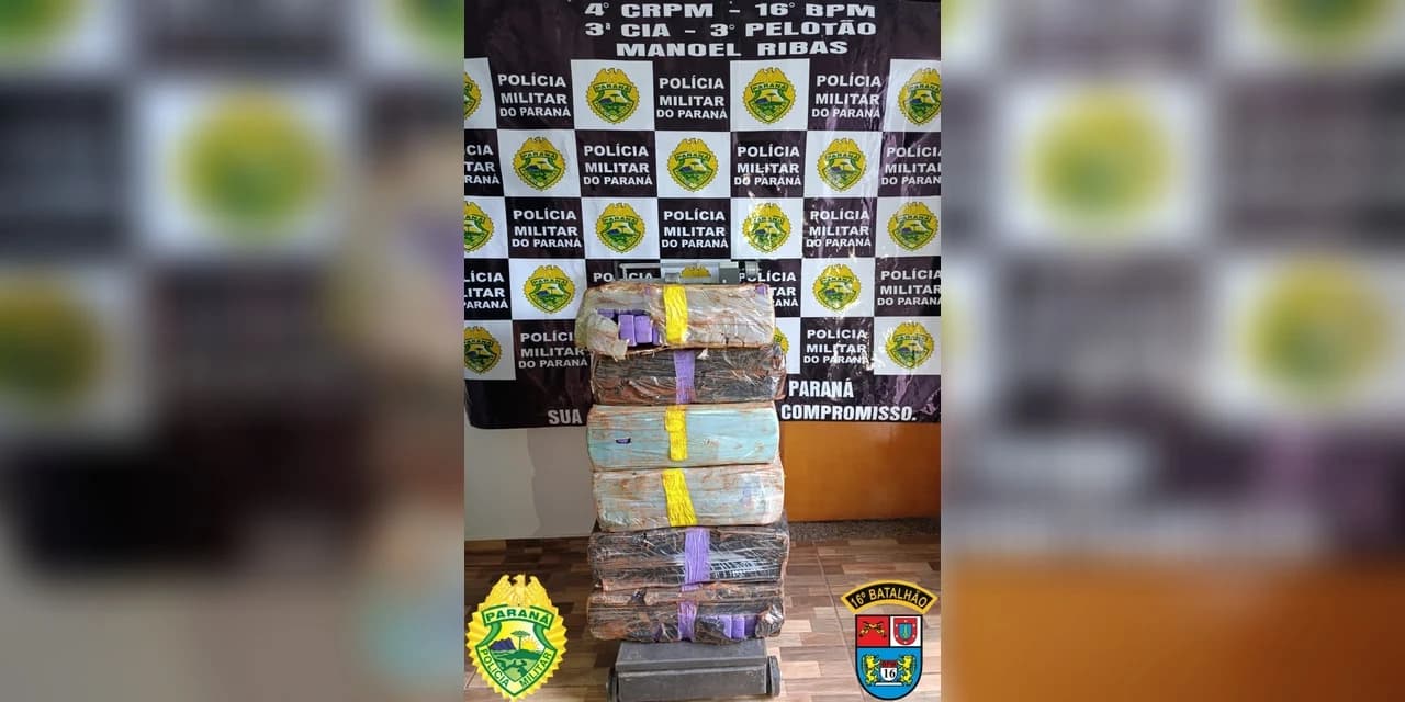 Equipe de rádio patrulha de Manoel Ribas apreende 154 kg de substância análoga a maconha.