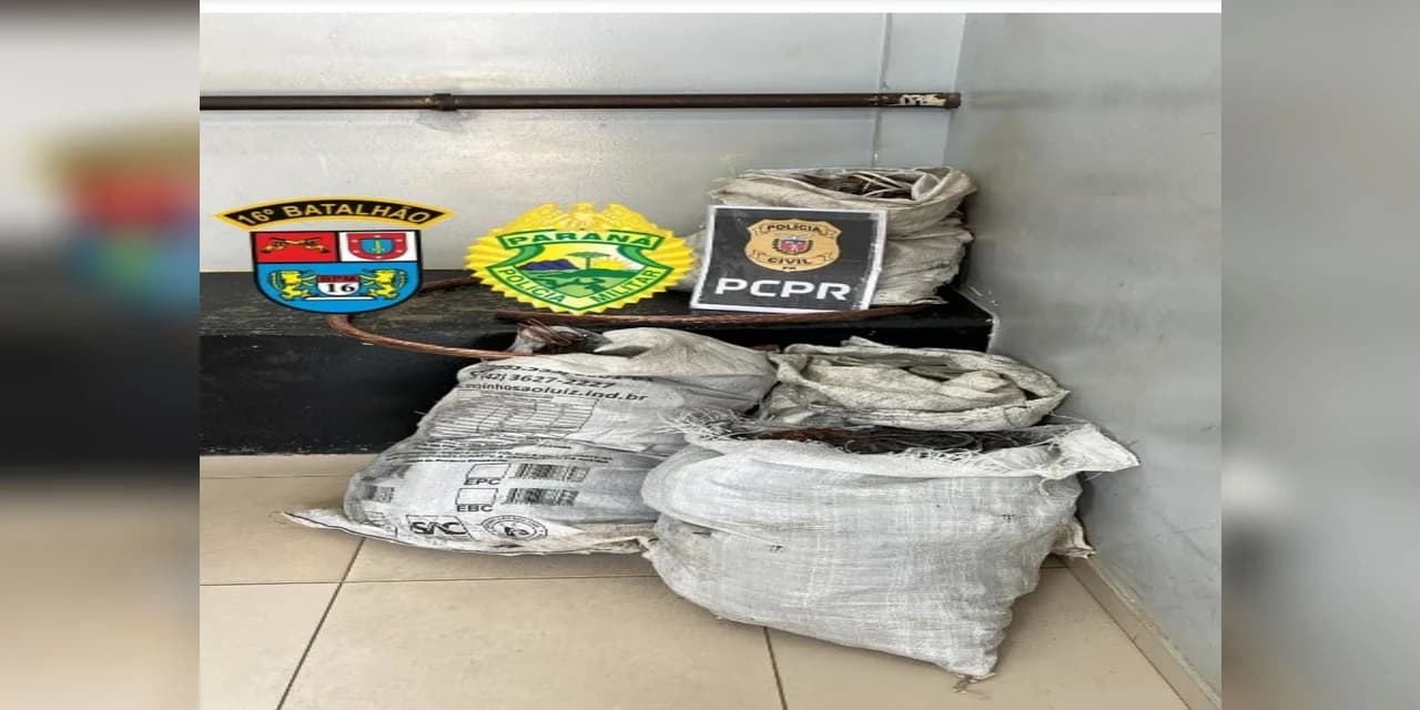 Em Guarapuva homem foi preso com mais de 80 kg fios de cobre.