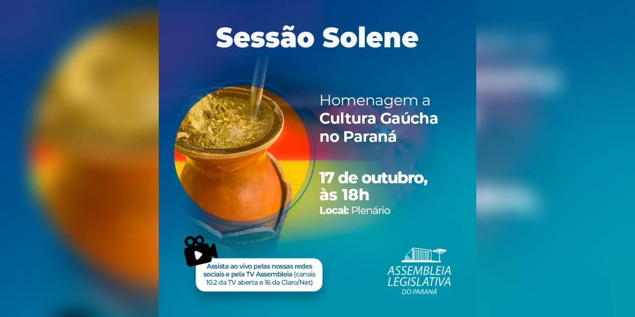 A Cultura Gaúcha no Paraná será homenageada em sessão solene na Assembleia Legislativa