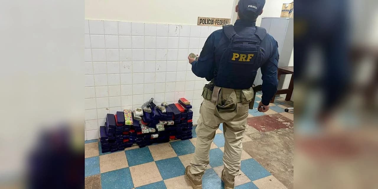 PRF apreende mais de 100 kg de maconha, uma pistola calibre 38 e 10 munições em Guarapuava