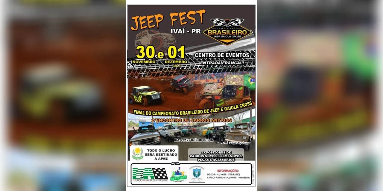 Campeonato Paranaense de Rally de Regularidade 4x4 junto com a final do Brasileiro Jeep Gaiola Cross movimenta Ivaí neste final de semana