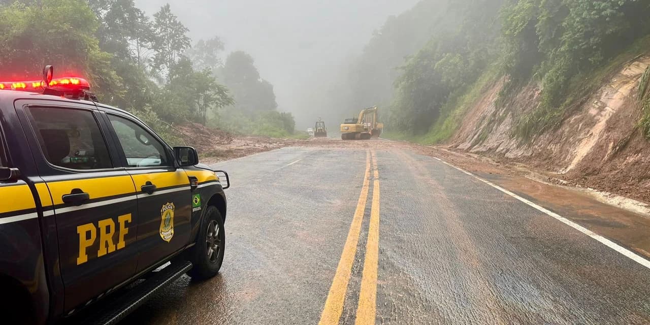 Interdição total na BR-277 na Serra da Esperança permanece devido ao risco de mais deslizamentos