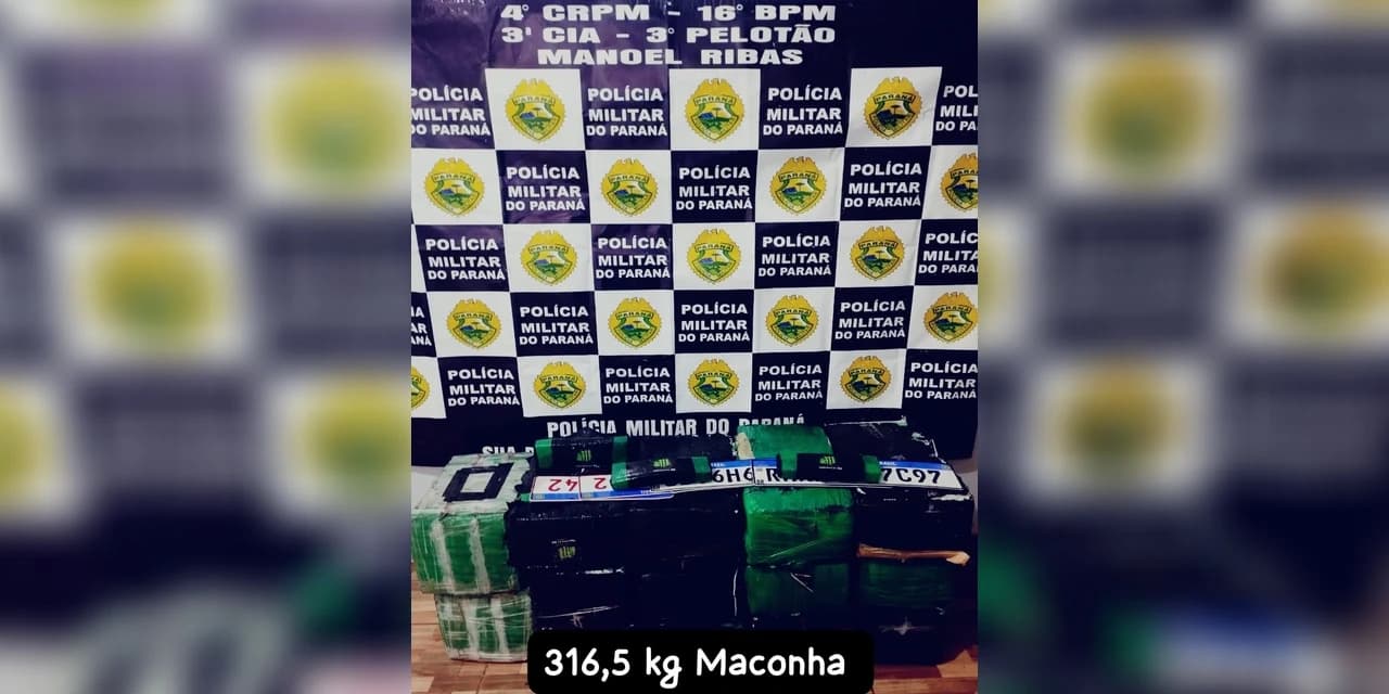 Polícia militar apreende 316 Kg de maconha em Manoel Ribas
