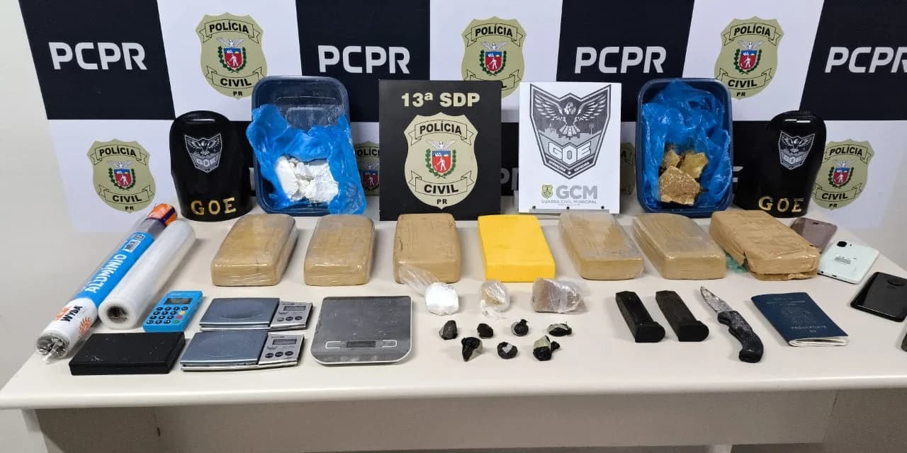 Ação conjunta da guarda civil municipal e polícia civil resulta na apreensão de mais de 9 kg de crack e cocaína em Ponta Grossa
