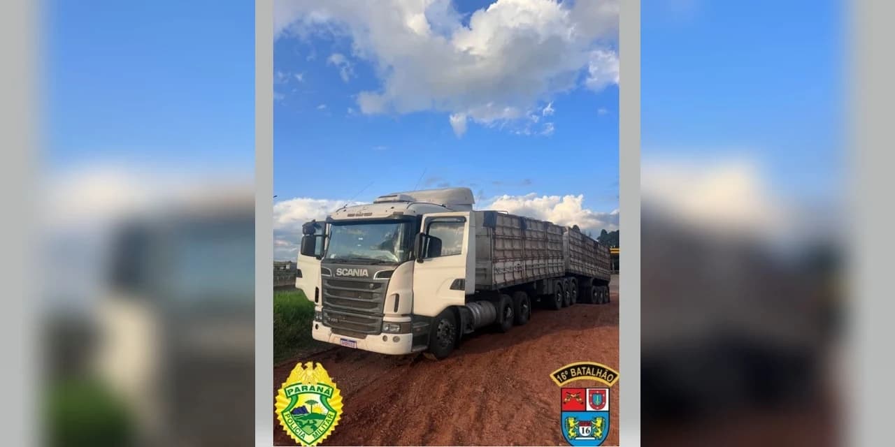 Carreta furtada em União da Vitória é abandonada em Guarapuava