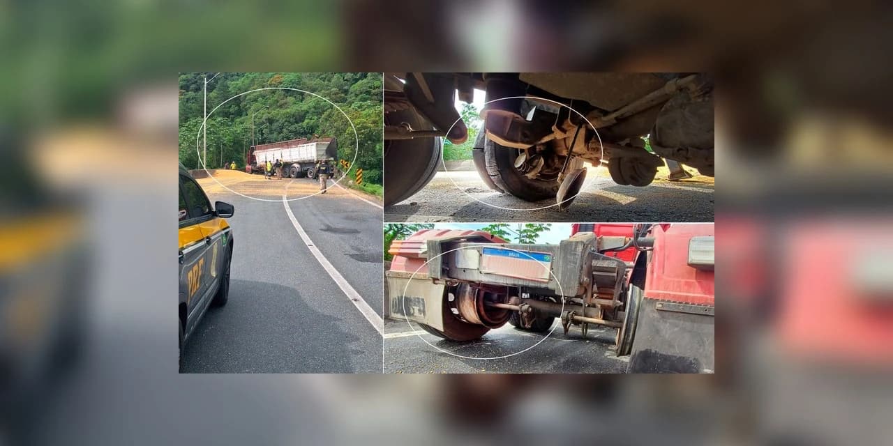Carreta com freio adulterado tomba na BR-376 em Guaratuba e interdita trânsito por quase três horas