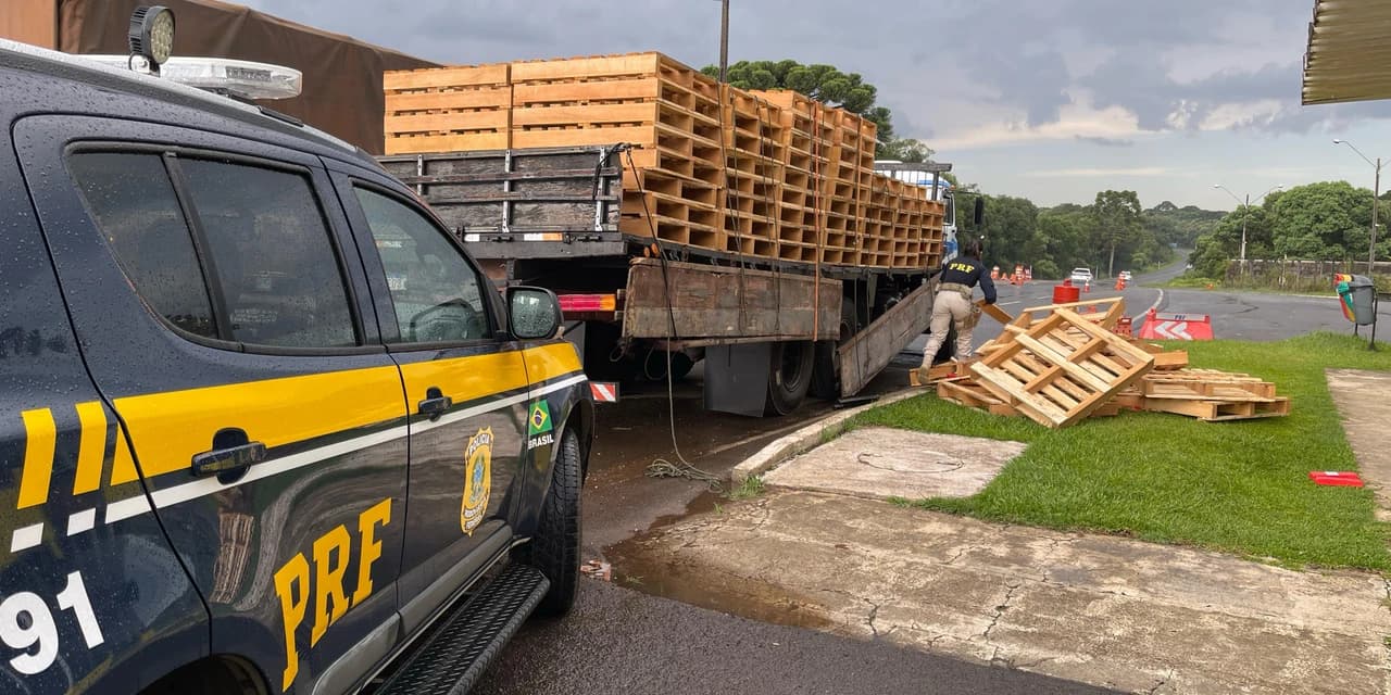 PRF apreende mais de uma tonelada de maconha na BR-277, escondidos em paletes de madeira, em Guarapuava