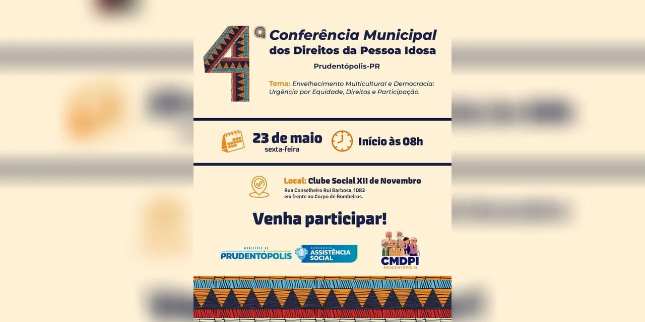 04ª Conferência Municipal dos Direitos da Pessoa Idosa será realizada em Prudentópolis