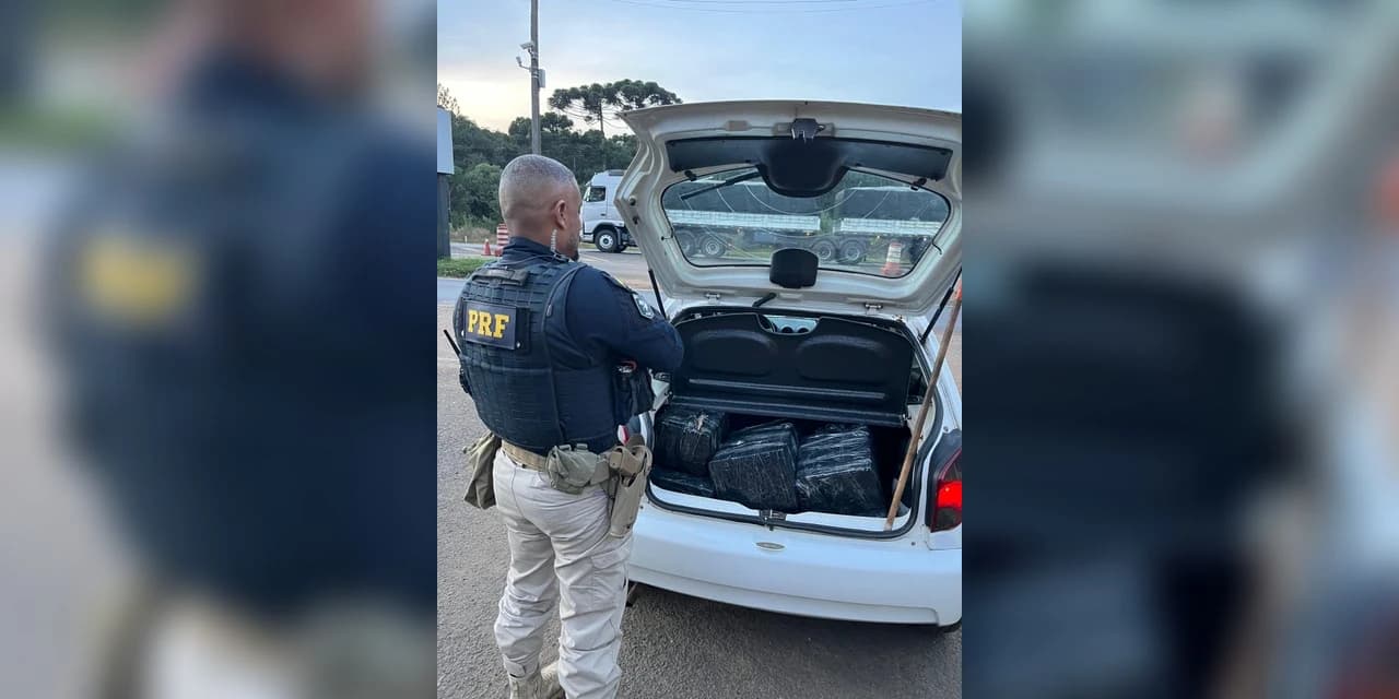 PRF apreende cerca de 113 quilos de maconha na BR-277, município de Guarapuava
