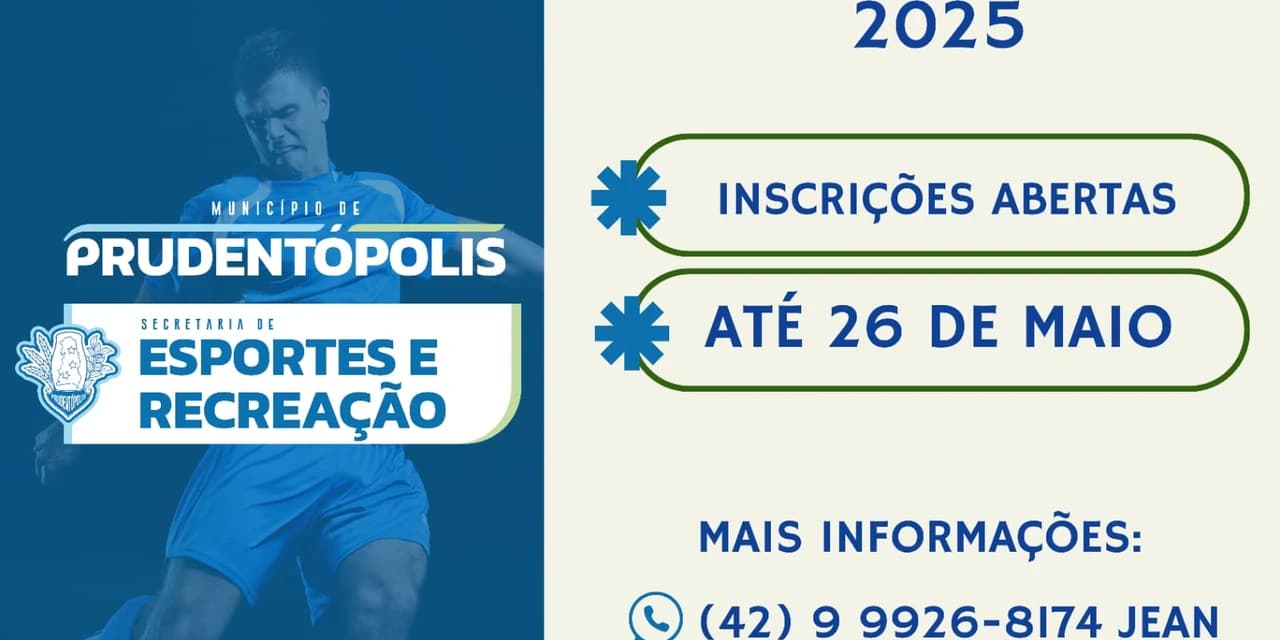 Secretaria de Esportes e Recreação de Prudentópolis comunica que estão abertas as inscrições para o Futsal Rural 2025