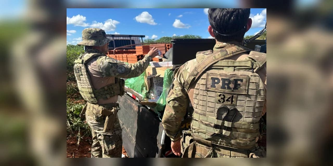 PRF encontra 50 mil maços de cigarros escondidos embaixo de carga de tijolos no Paraná