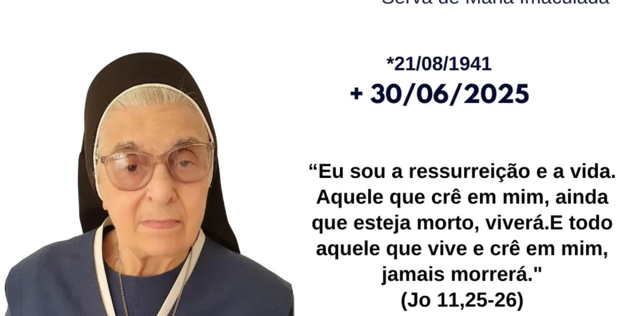 É com pesar que comunicamos o falecimento da Ir. Cirila Tereza Panciniak, SMI, aos 83 anos
