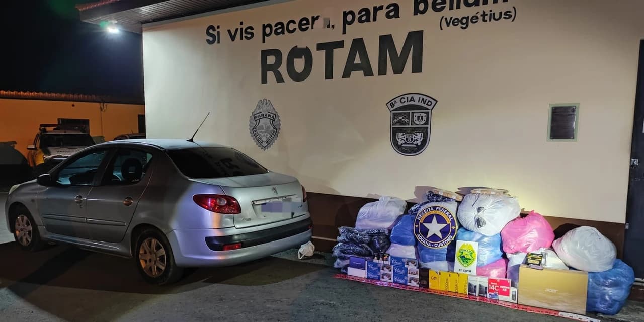 Em Irati na Br 277 Rotam apreende veículo carregado com produtos do Paraguai