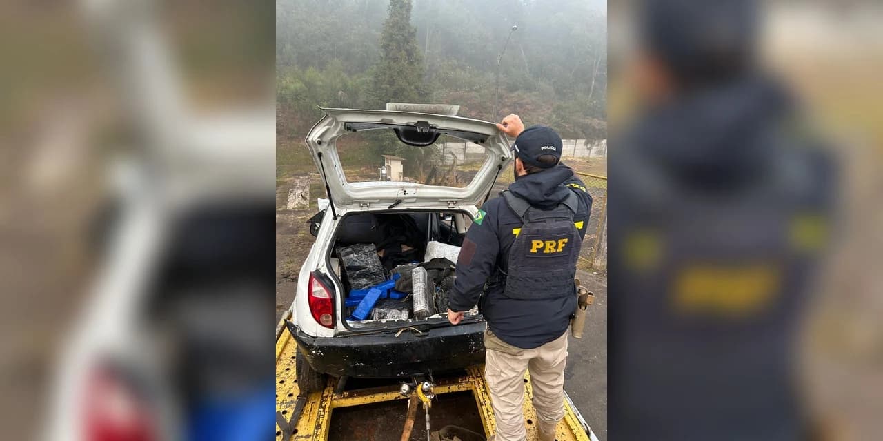 PRF apreende cerca de 230 quilos de maconha após acompanhamento tático na BR-277, em Teixeira Soares