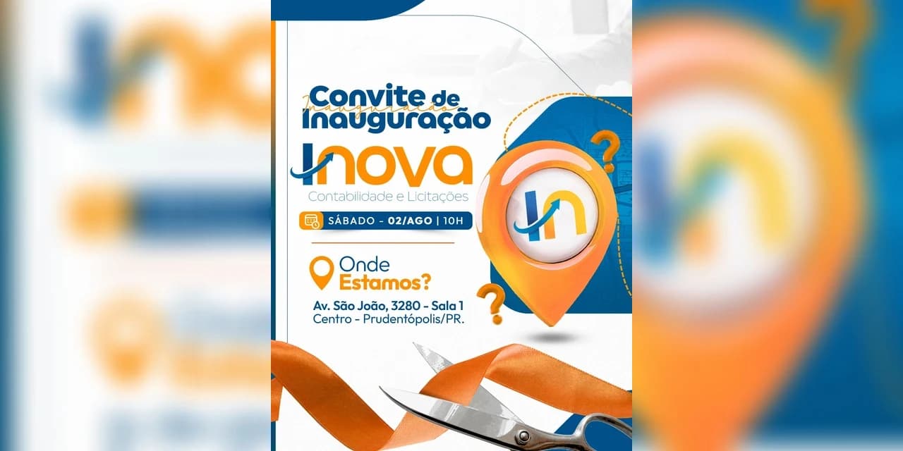 Inaugura neste sábado dia 02 de agosto em Prudentópolis a Inova Contabilidade e Licitações