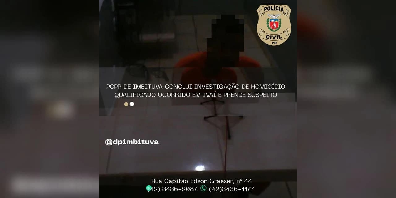 PC de Imbituva conclui investigação de homicídio qualificado ocorrido em Ivaí e prende suspeito