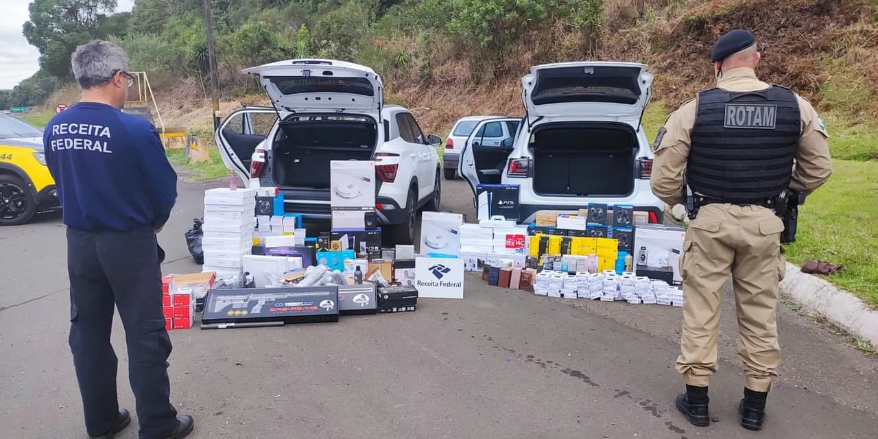 Em Irati Rotam e Receita Federal apreendem grande quantidade de mercadorias ilícitas