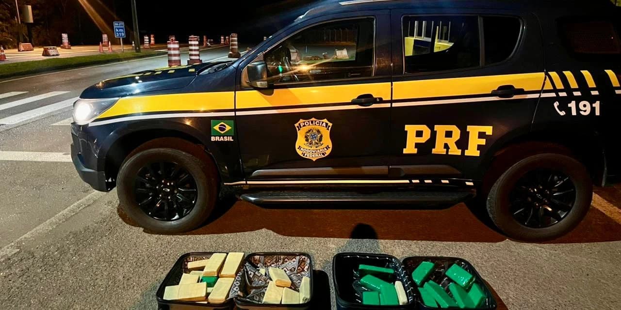PRF apreende 25 quilos de maconha em ônibus na BR-277, em Guarapuava
