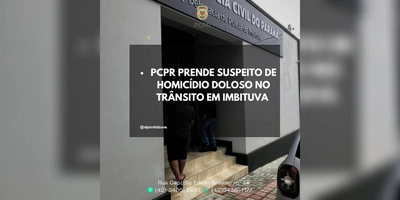 PCPR de Imbituva cumpre mandado de prisão por homicídio doloso no trânsito