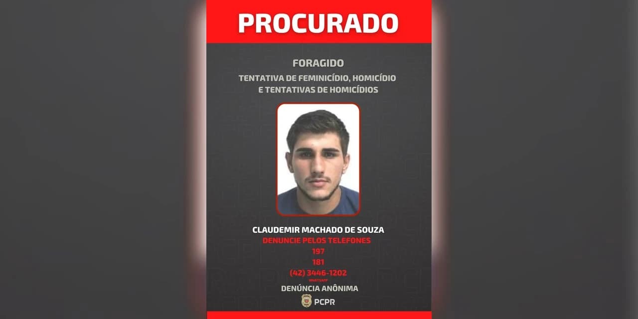 PCPR de Prudentópolis divulga foto de foragido suspeito de envolvimento no ataque a tiros onde 06 pessoas foram baleadas e uma criança morreu