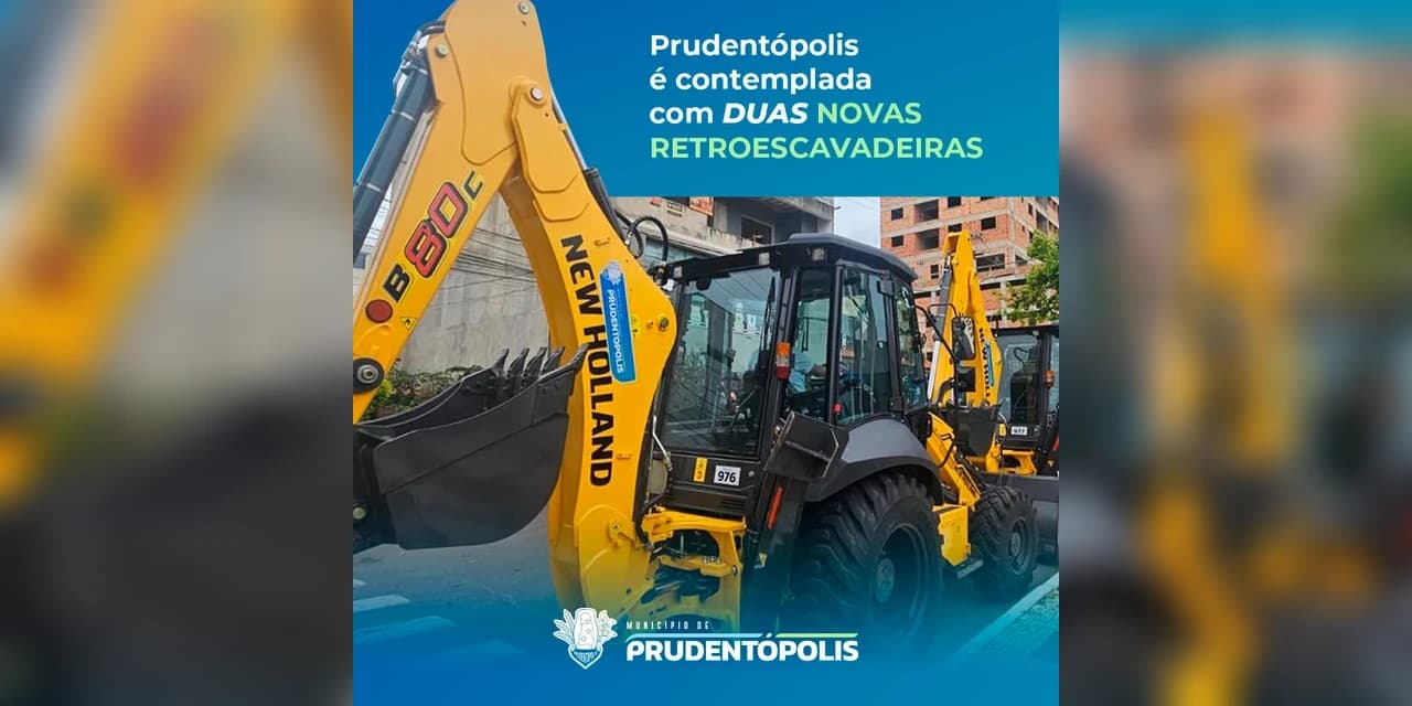 Prudentópolis recebeu duas novas retroescavadeiras que passam a integrar o patrimônio público municipal.