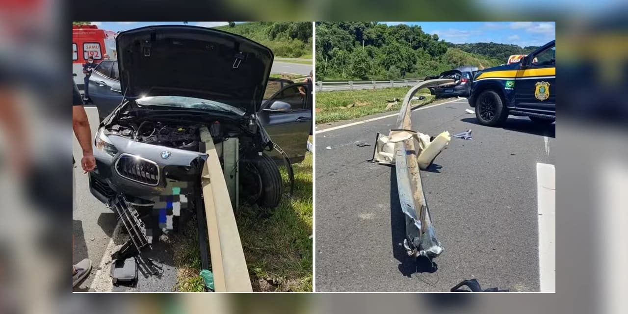 BMW de Maringá bate em guard rail na BR-376 e criança de 5 anos morre na hora