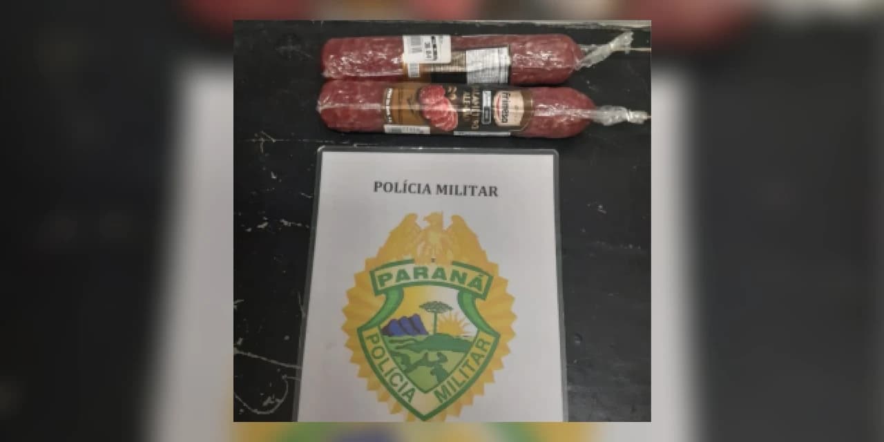 Homem esconde salames na roupa e é flagrado por funcionários de supermercado em Guarapuava