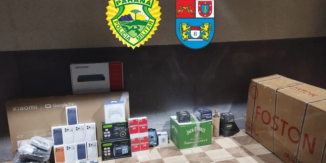Em Inácio Martins Patrulha Rural localiza veículo com 26 iphones e diversos produtos de origem estrangeira