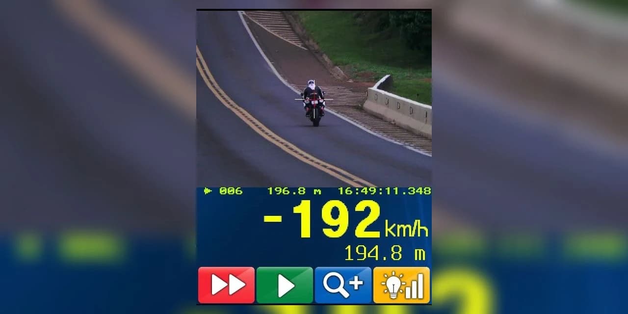 Motociclista é flagrado a 192 km/h durante fiscalização de velocidade na BR-277, em Guarapuava